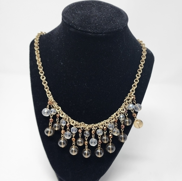 Vintage Talbots Multi Strand‎ Smoky Glass Crystal Beads Copper Necklace - Picture 1 of 10